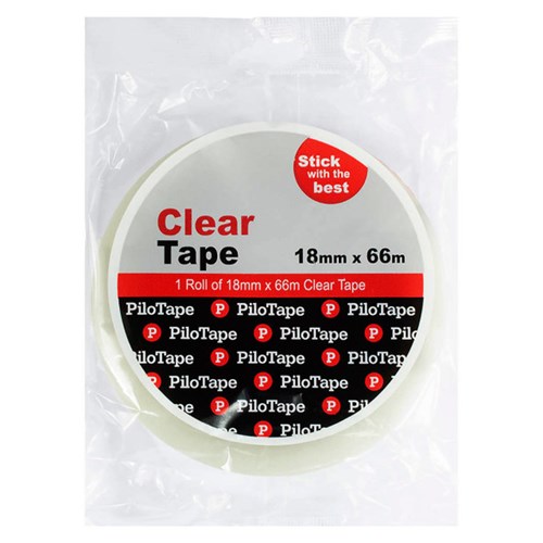 PILOTAPE STICKY TAPE Premium 18mmx66m Clear Roll